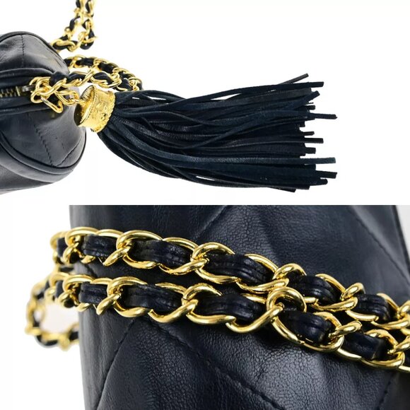 CHANEL CC Matelasse Tassel Chain Mini Shoulder Bag Leather BE GHW VTG 653RK830 - Picture 2 of 16